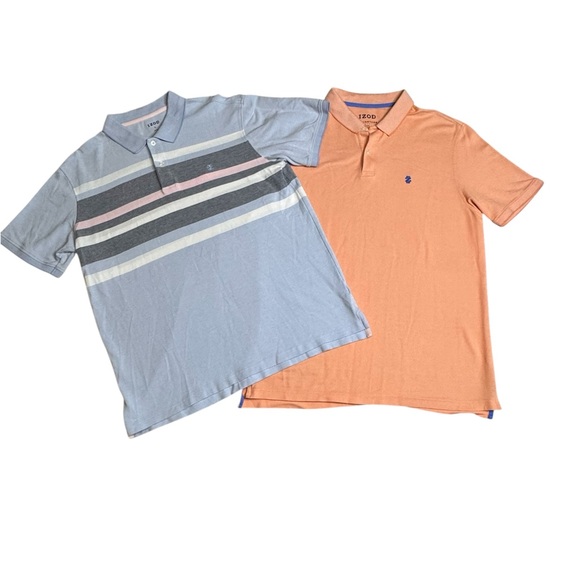 IZOD Men's Size Large Polo Shirt Bundle - Light Blue and Coral - Picture 1 of 7